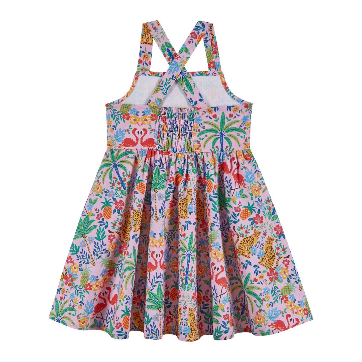 Girls Textured Cotton Poplin Dress | Pink Cheetah