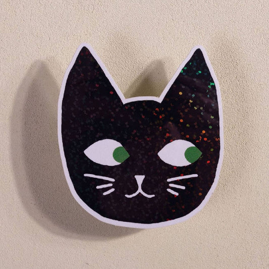 Glitter Cat Head Sticker