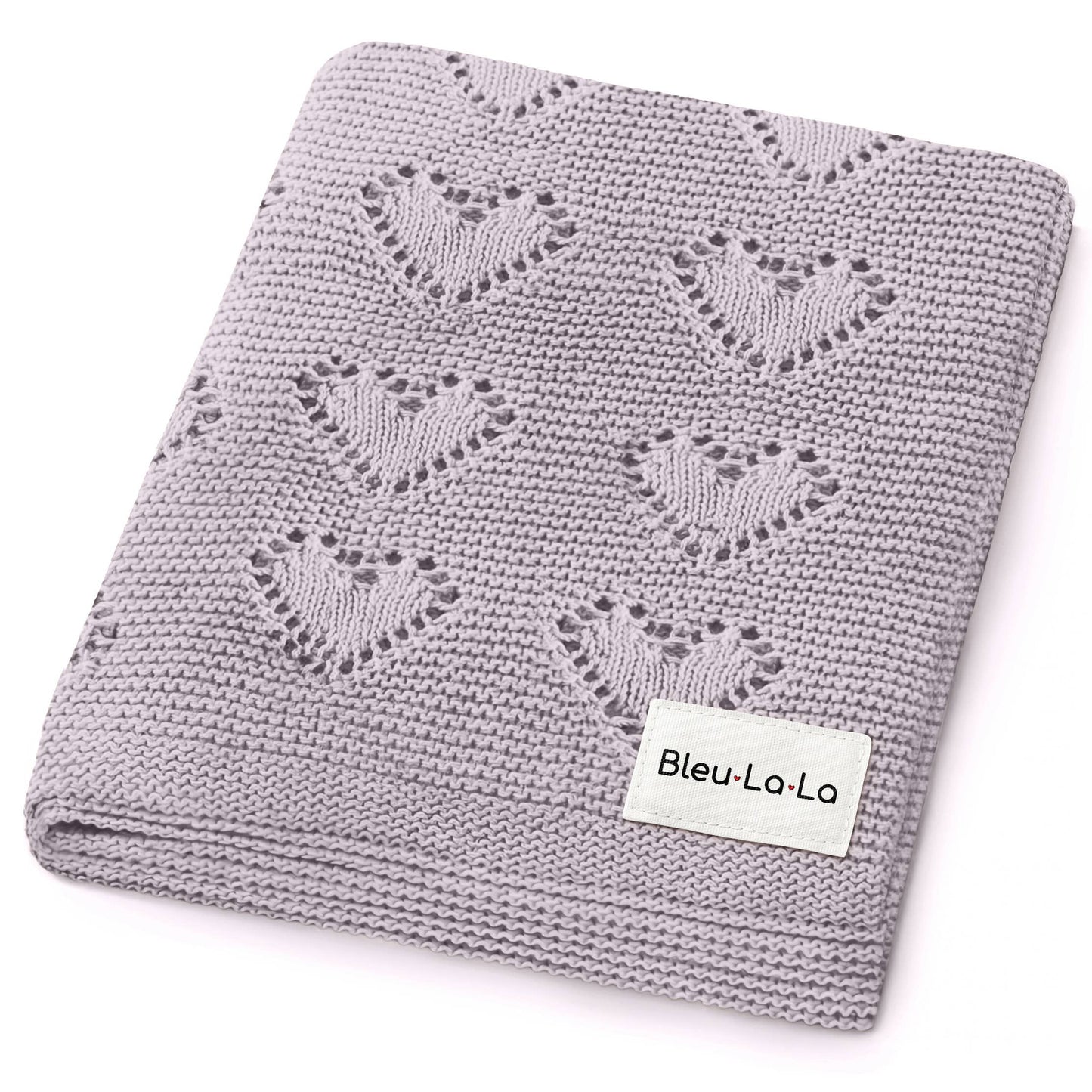 100% Luxury Cotton Receiving Swaddle Baby Blanket - Heart: Lavender