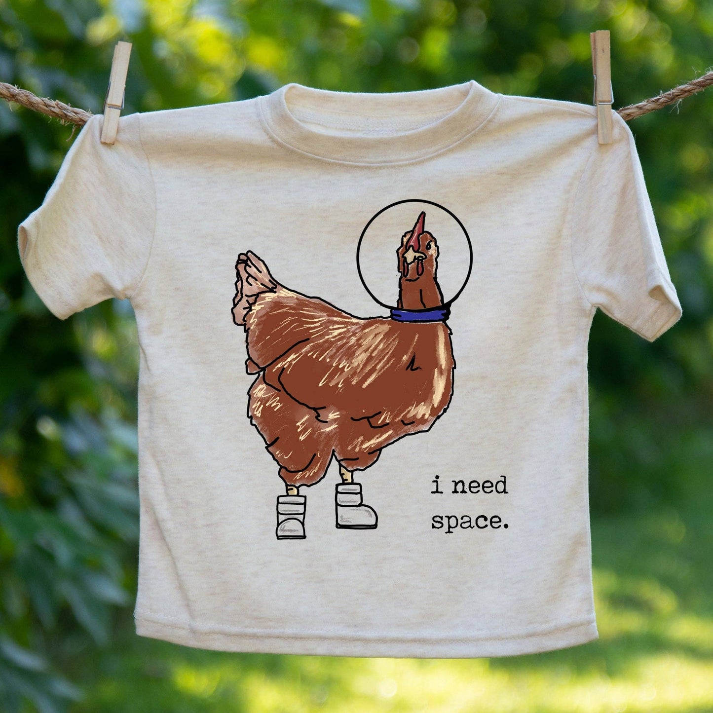 "I Need Space" Funny Chicken Tee Farm Country Kid Clothing