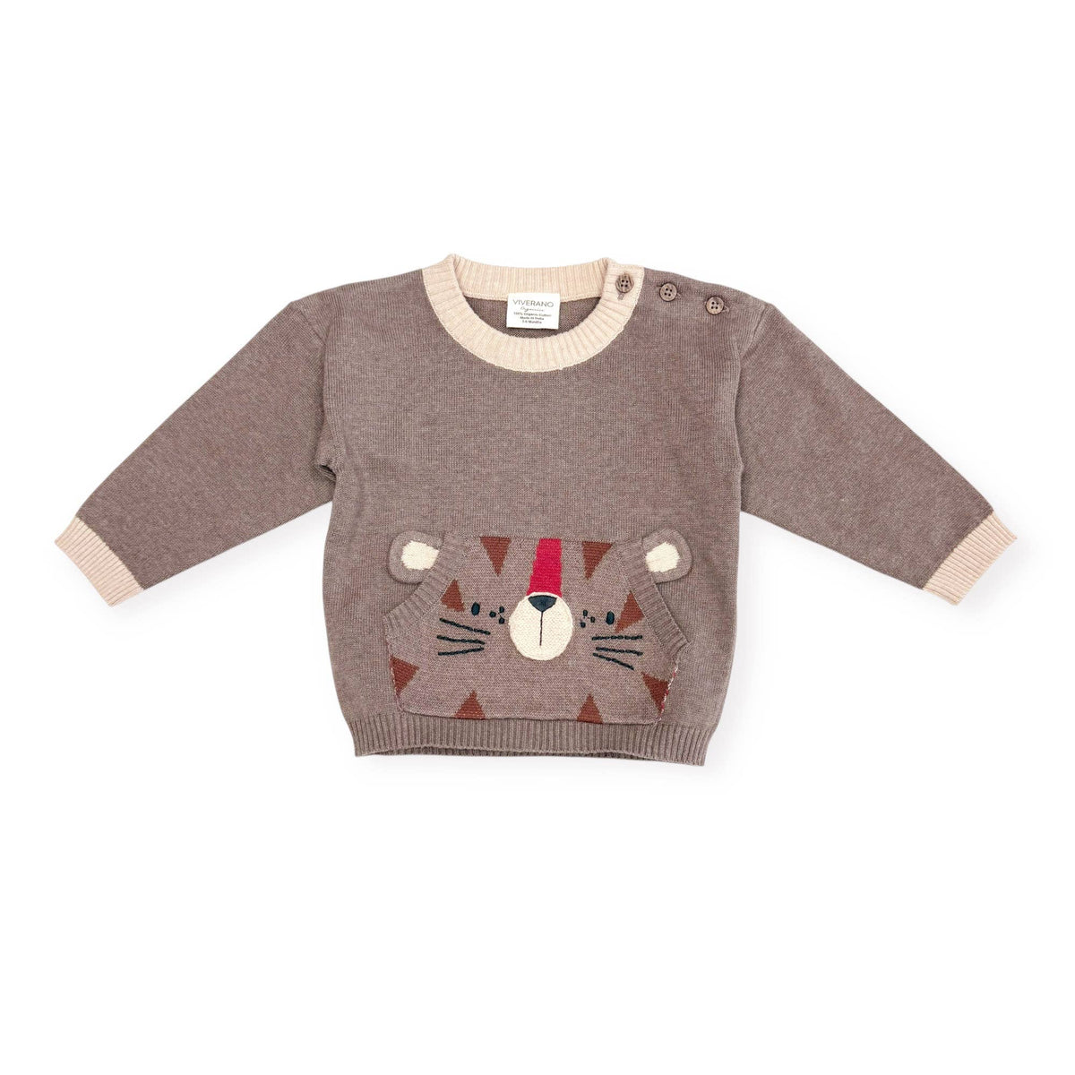 Tiger Kangaroo Pocket Baby Knit Pullover & Pant Set