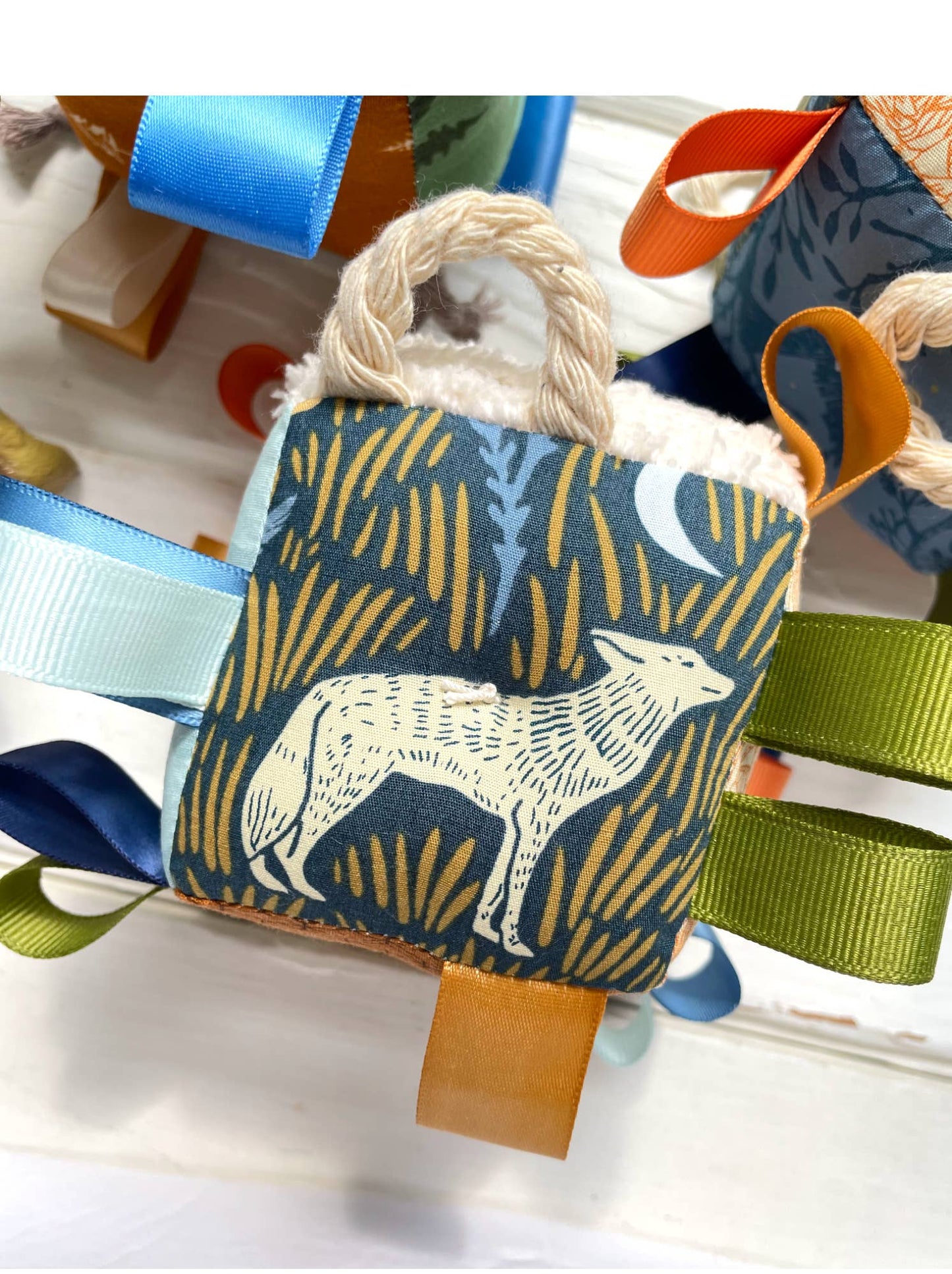 Wolf Owls Baby Plush Block Woodland Baby Taggie Gift