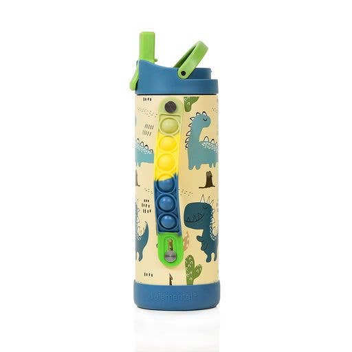 Fidget Strap Kids Stainless Bottle 14oz Dinosaur