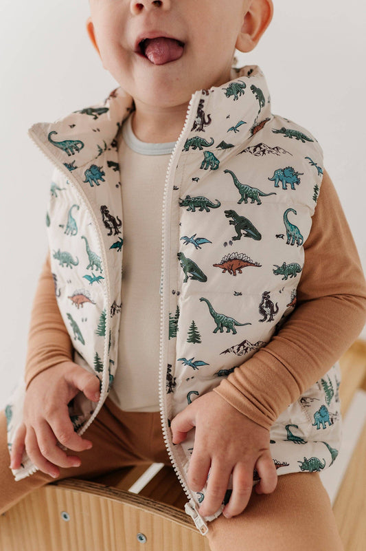 Babysprouts Kid's Puffer Vest-Dino Land