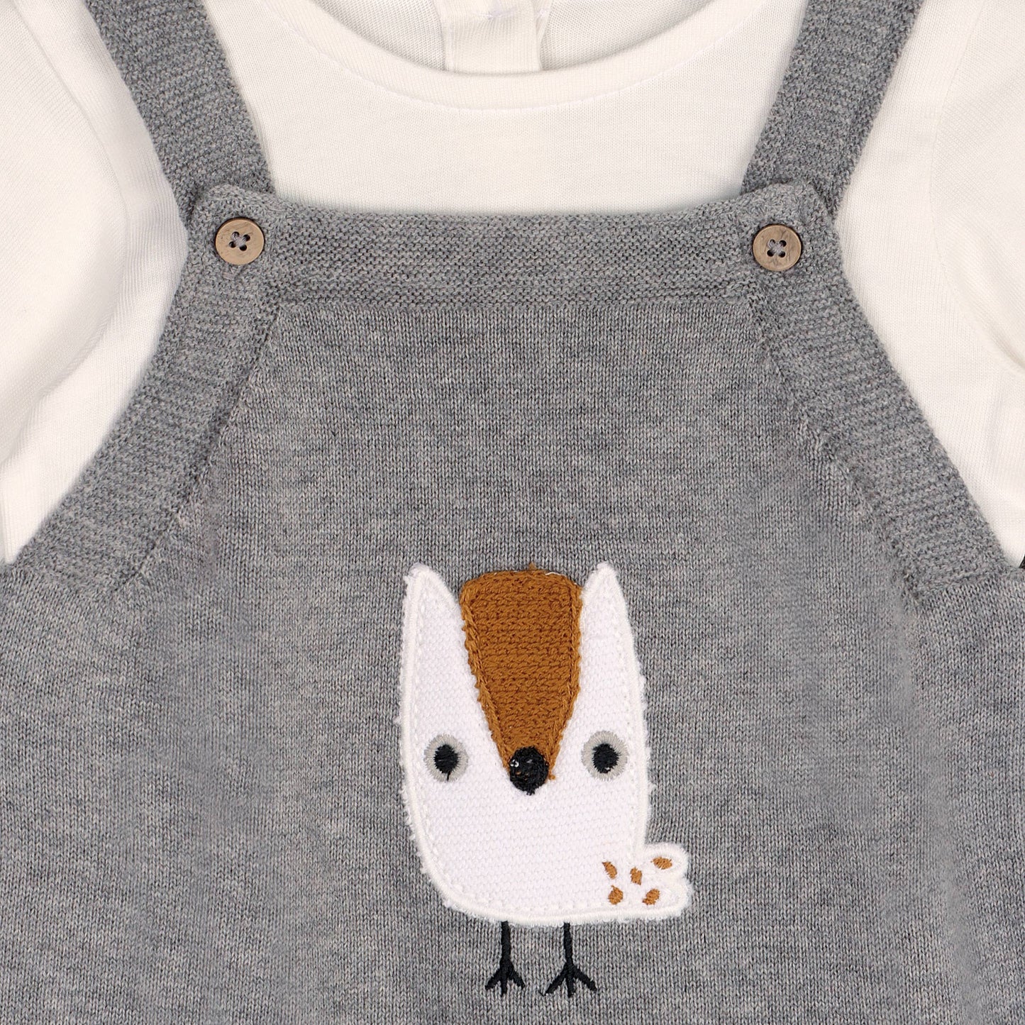 Owl Applique Sweater Knit Baby Overall & Bodysuit (Organic)