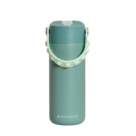 Fidget Handle Kids Stainless Bottle 18oz Sage