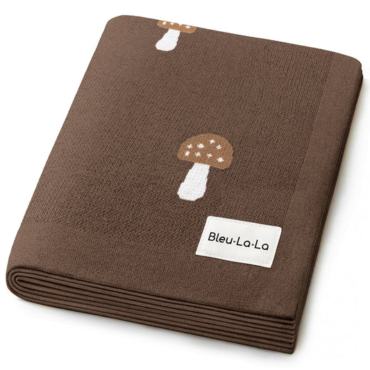 100% Luxury Cotton Swaddle Receiving Baby Blanket - Mocha Mushroom