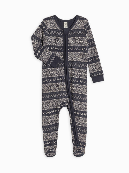 Baby Peyton Footed Sleeper - Fairisle / Navy