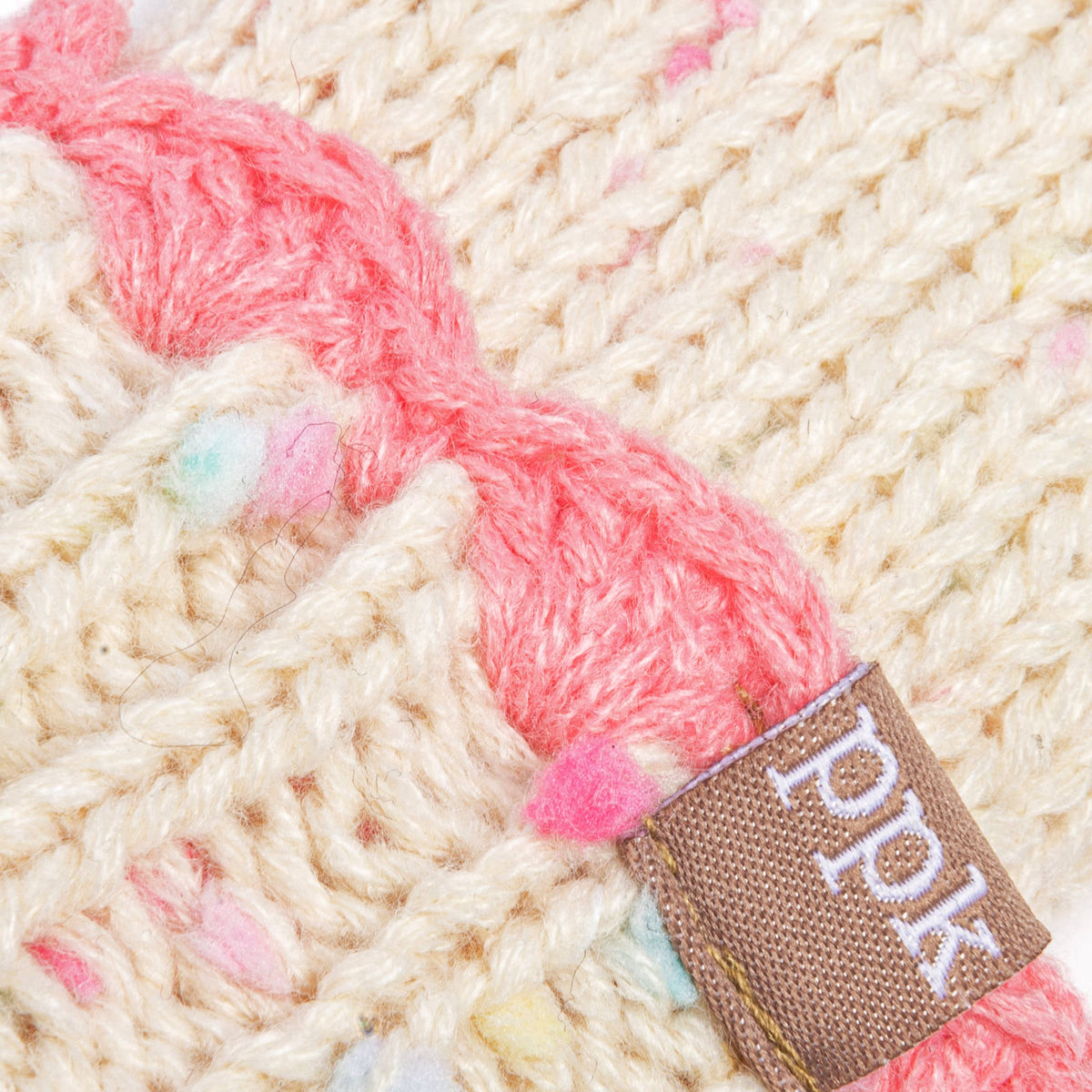 Little Girls Knit Mittens with Lace - Off-White 1-3y, 3-6y