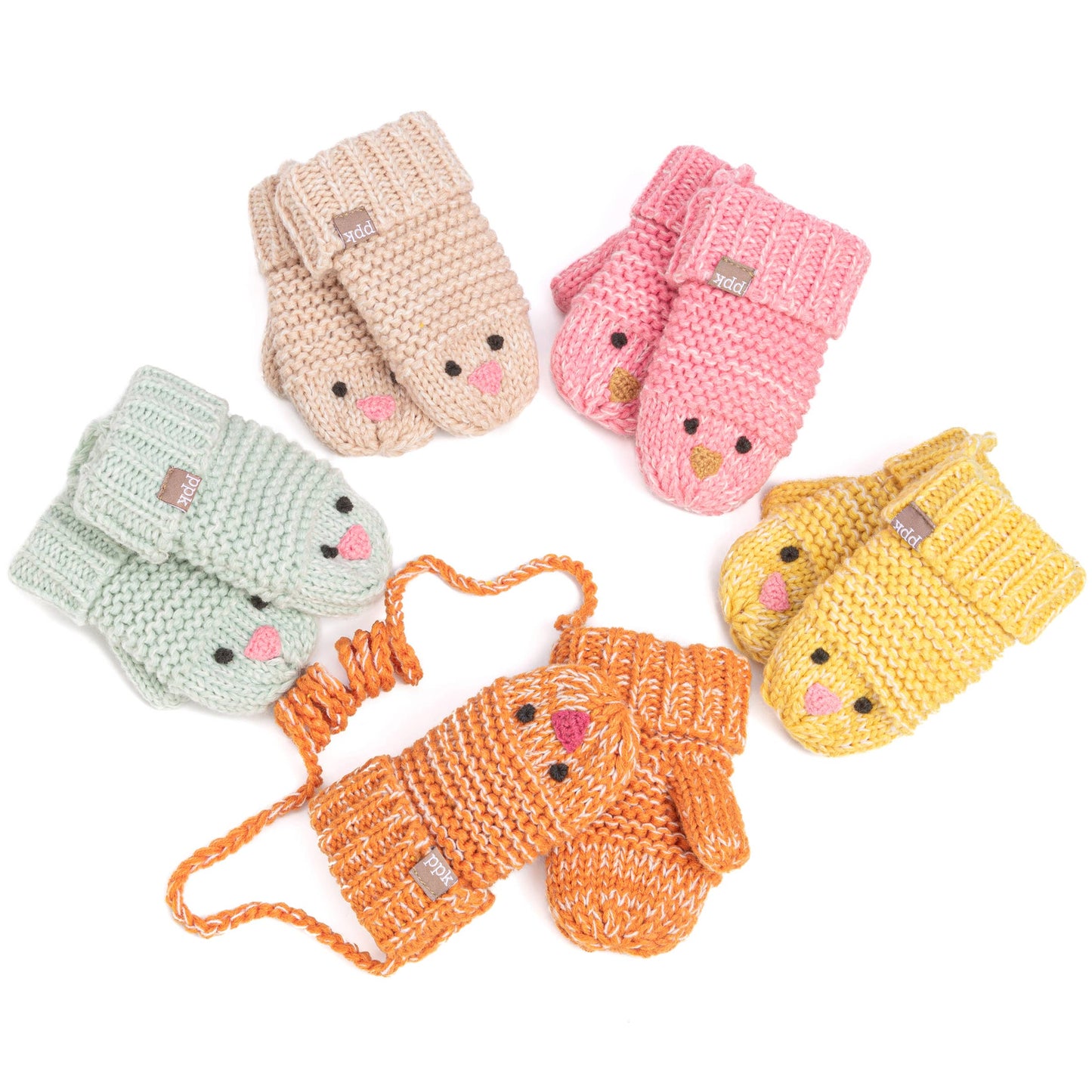 Baby Chick Knit Mittens for Kids up to Age 6 - Yellow
