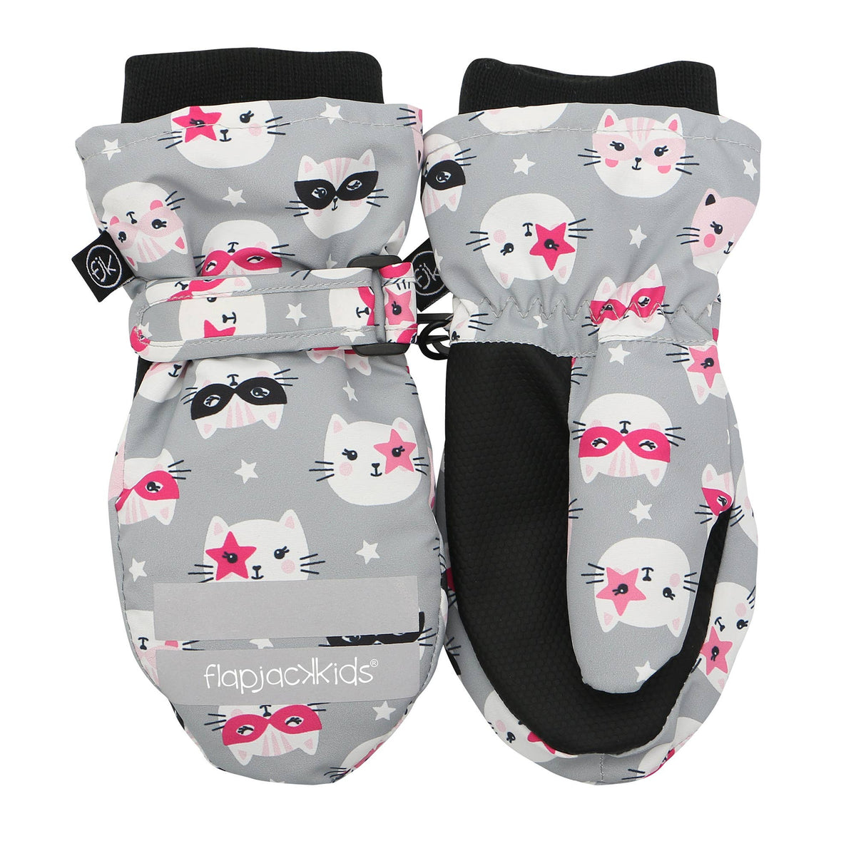 Water Repellent Ski Mittens - Cat Gray