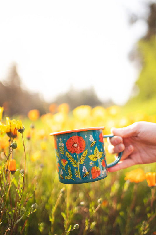 Enamel Coffee & Camp Mug | Garden Buzz | Bees | 16oz