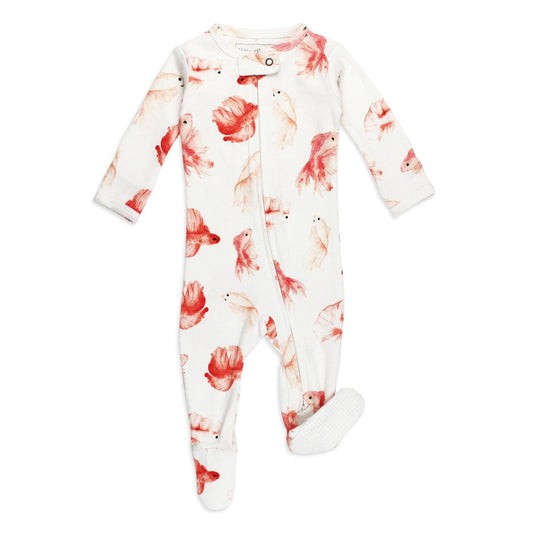 Organic 2-Way Zipper Footie in Goldfish