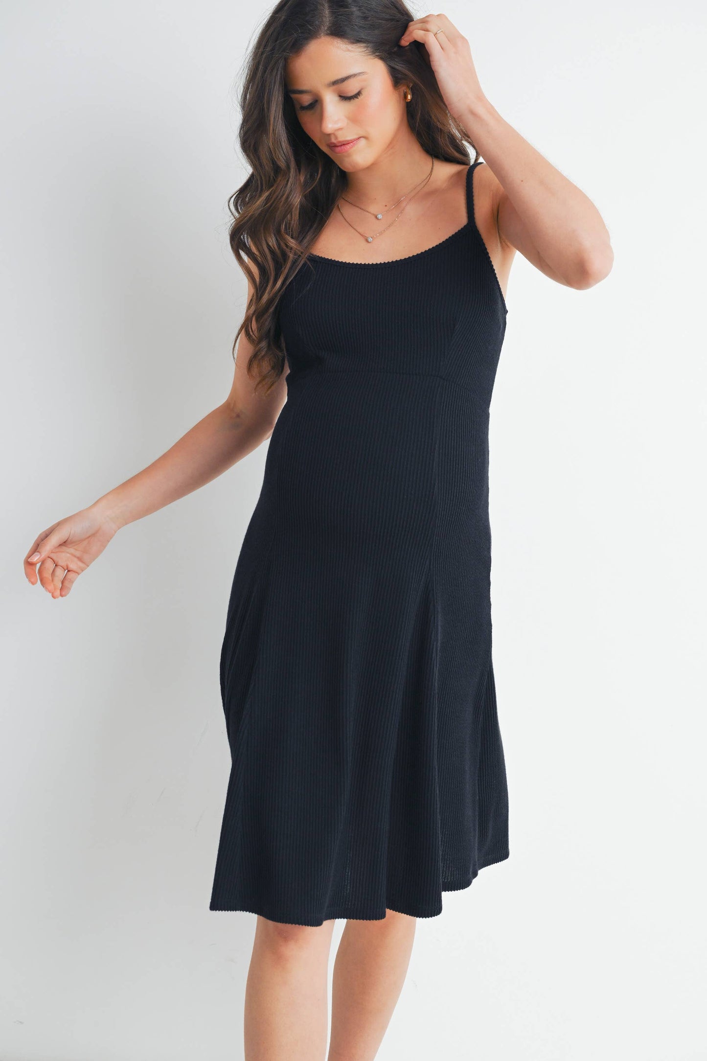 Ribbed Sleeveless Maternity Skater Dress