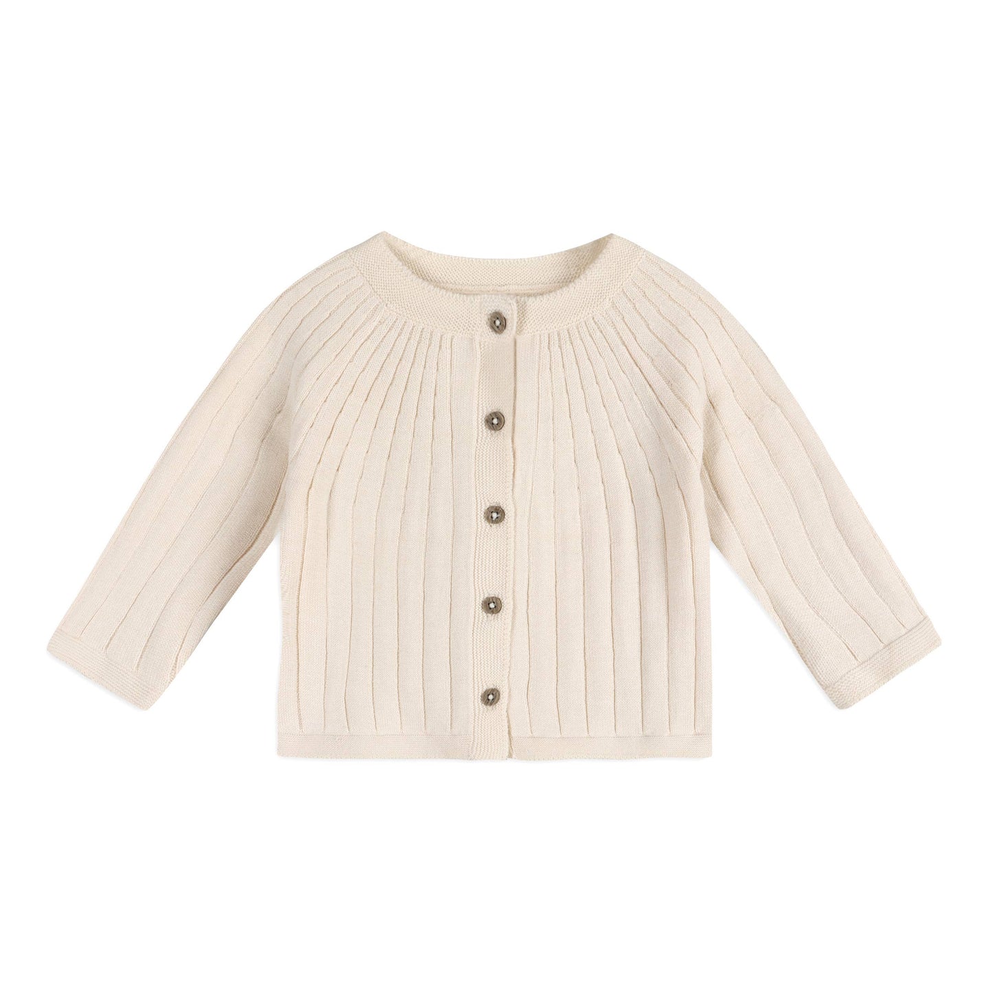 Milan Knit Baby Girl Rib Cardigan Sweater (Organic Cotton)