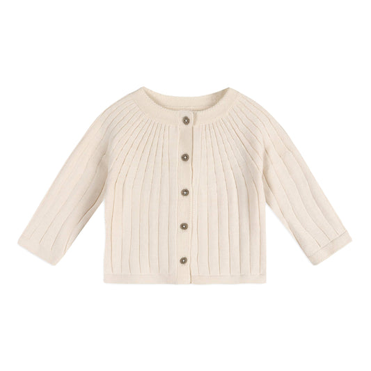 Milan Knit Baby Girl Rib Cardigan Sweater (Organic Cotton)