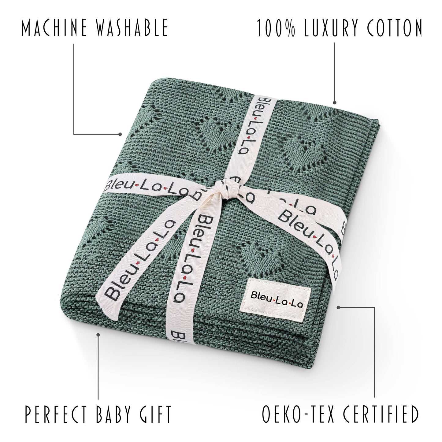 100% Luxury Cotton Receiving Swaddle Baby Blanket - Heart: Rose Pink
