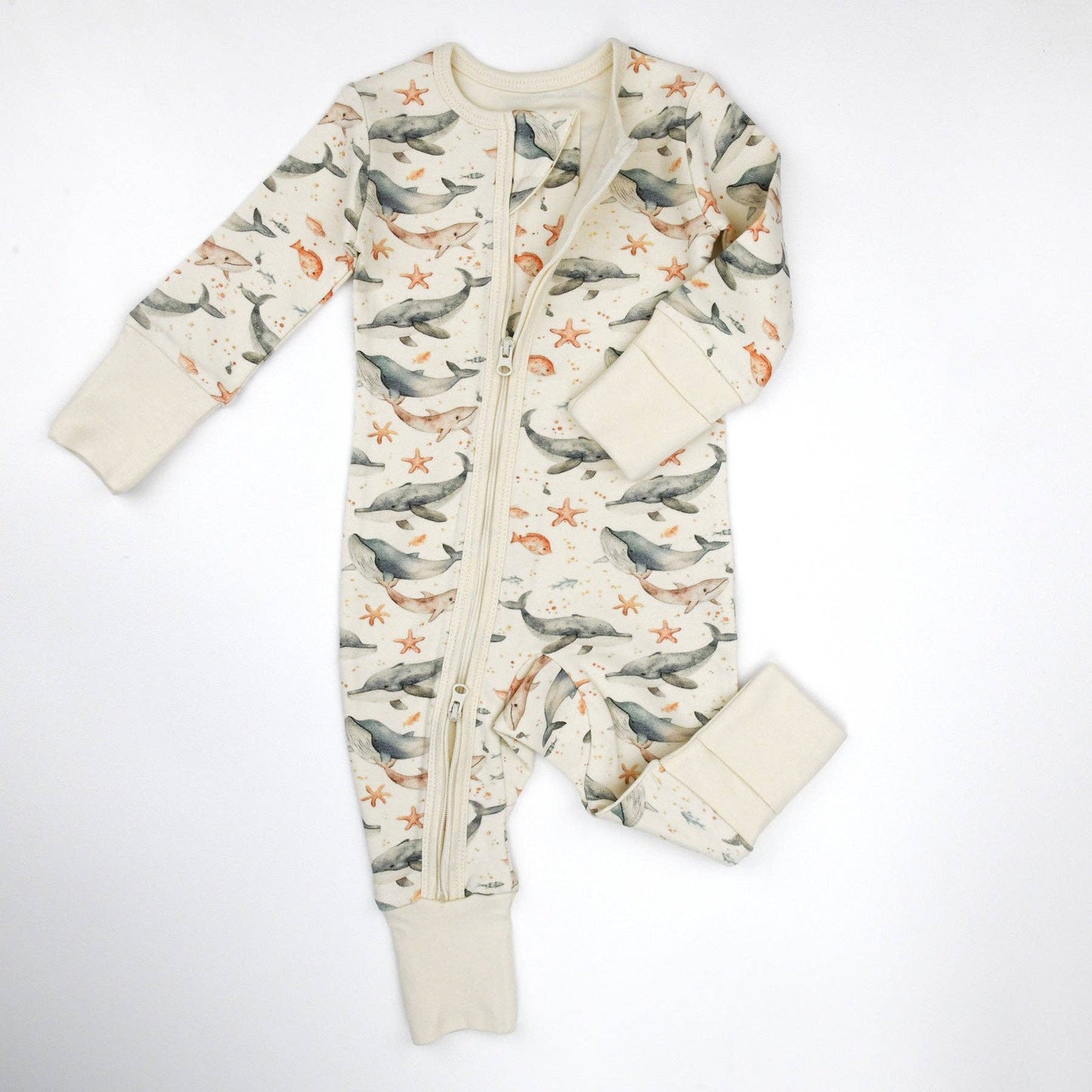 Organic Cotton Baby Pajamas 2-Way Zipper Sleeper, Neptune