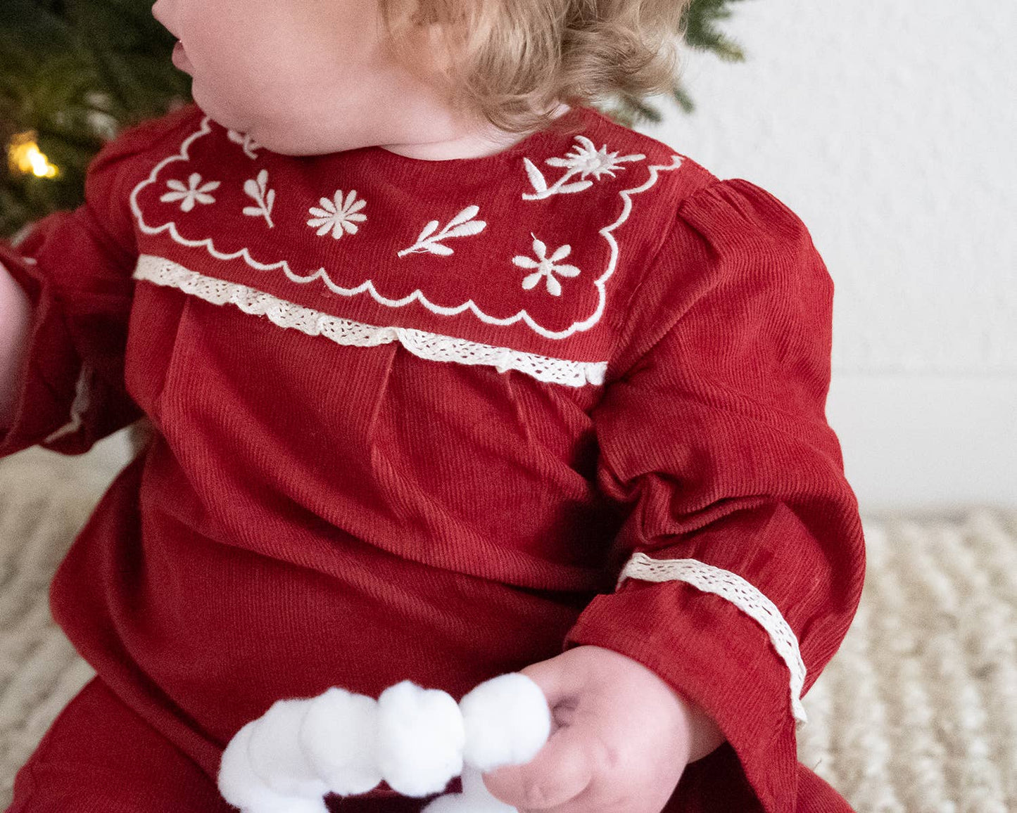 Embroidered Corduroy Festive Baby Jumpsuit (Organic)