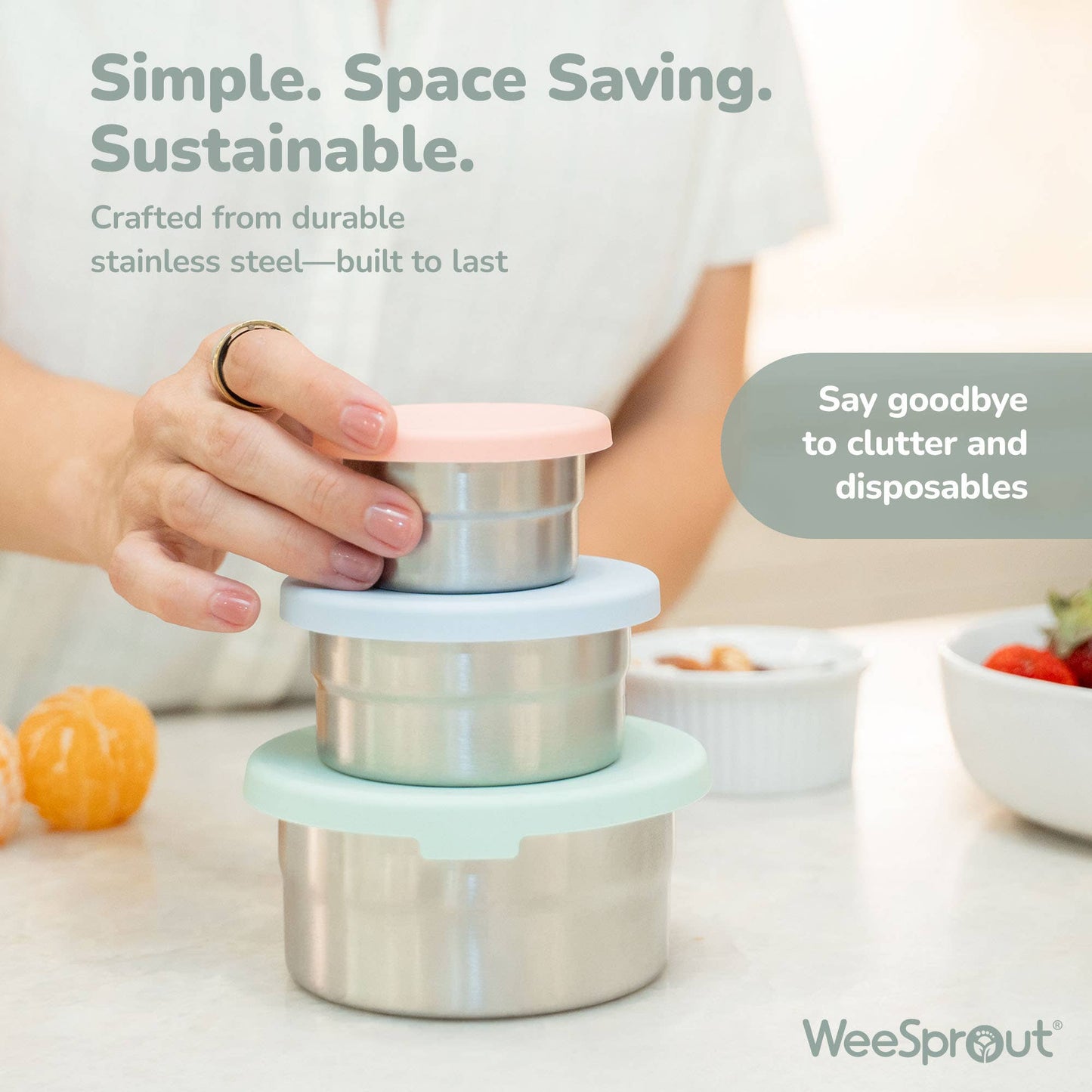 Stainless Steel Nesting Storage Containers – Set of 3
