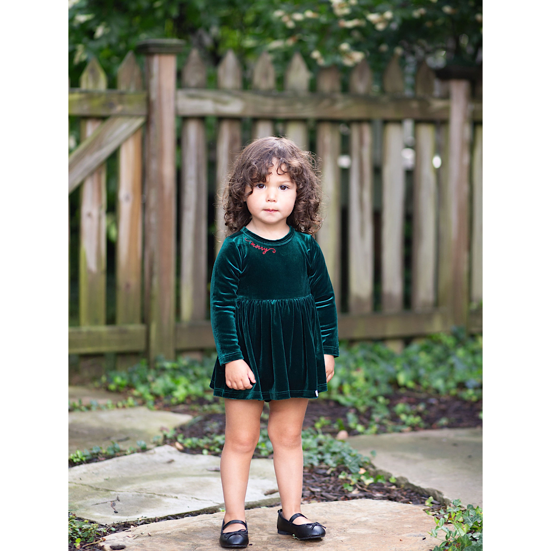 Christmas 2025 Holiday Bubble Romper in Emerald Velvet