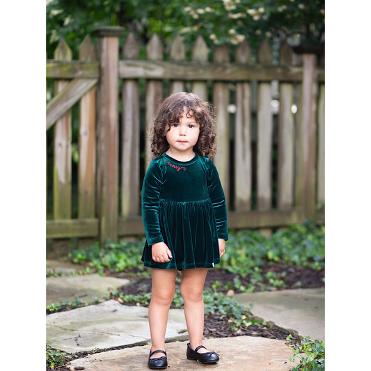 Christmas 2025 Holiday Bubble Romper in Emerald Velvet