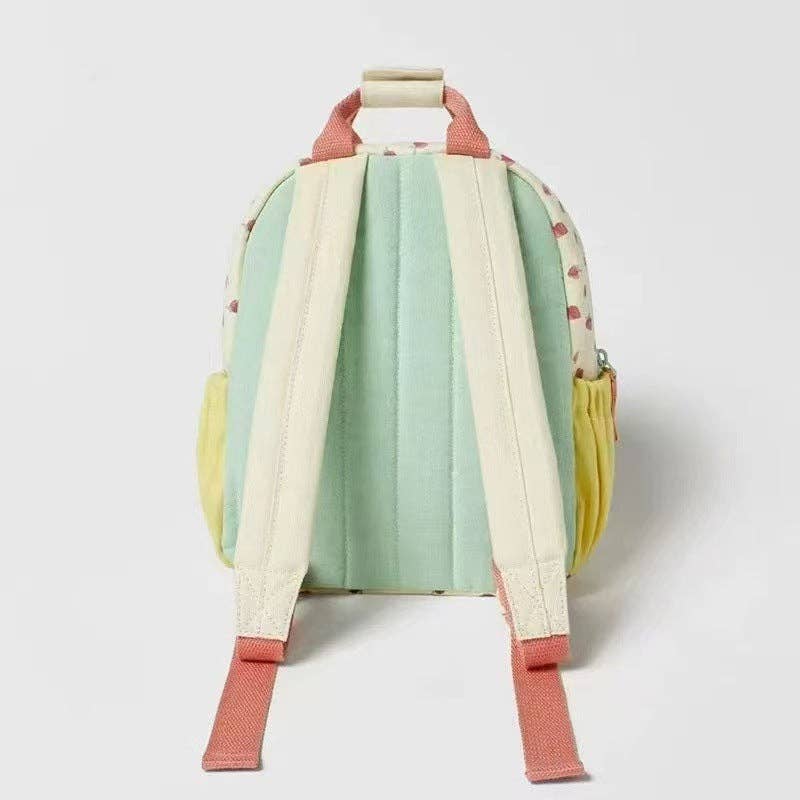 Strawberry Print Backpack Lightweight Casual Canvas Bag