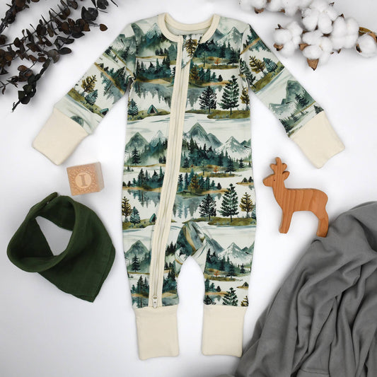 Organic Cotton Pajamas Zipper Sleeper, Teton PREORDER