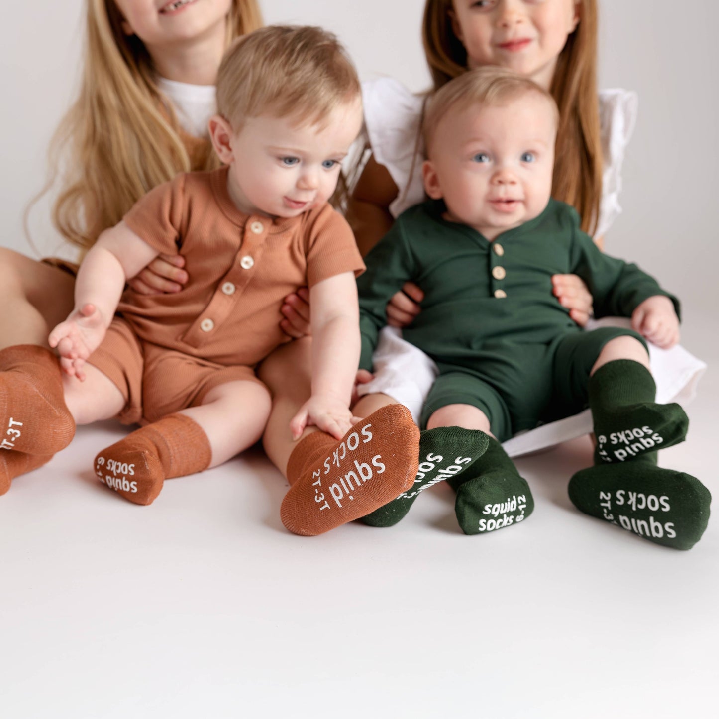 Cypress - Non-Slip Baby Socks in Khaki, Cognac, Evergreen