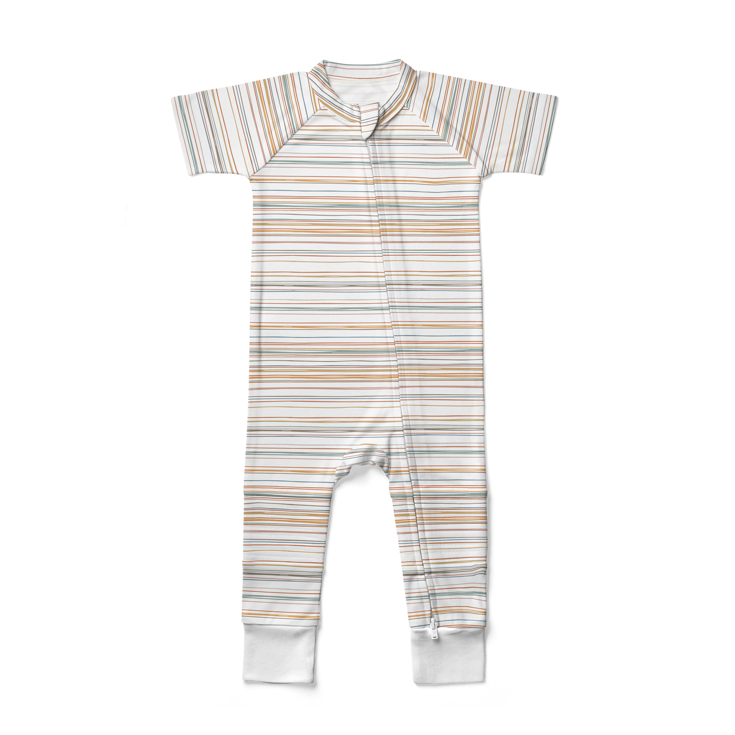 Viscose + Organic Cotton Zipper One-Piece - Boardwalk Stripe