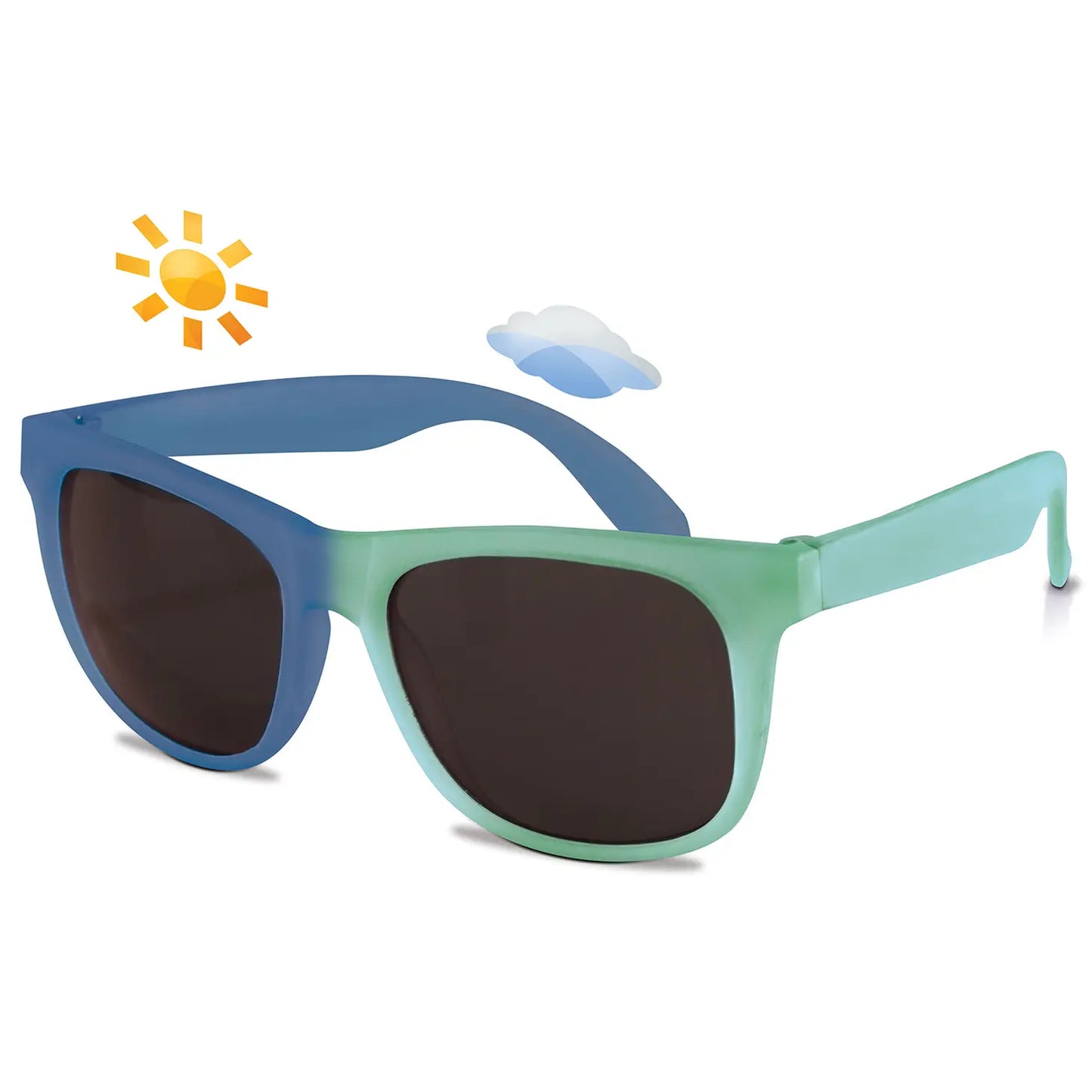 Color Changing Flexible Frame Sunglasses | Light Green -> Royal Blue