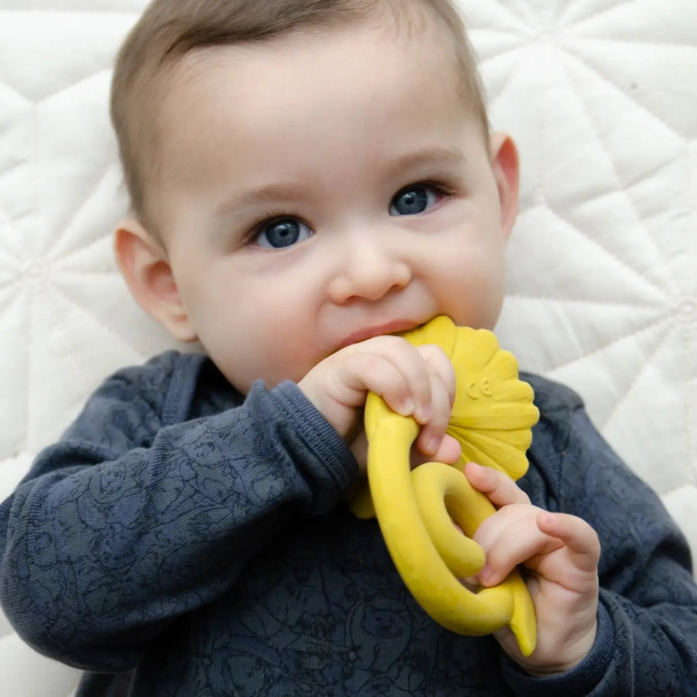 Natural Rubber Teether Sunflower - Yellow