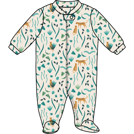 Bamboo Footed Zip Up Romper | Jungle