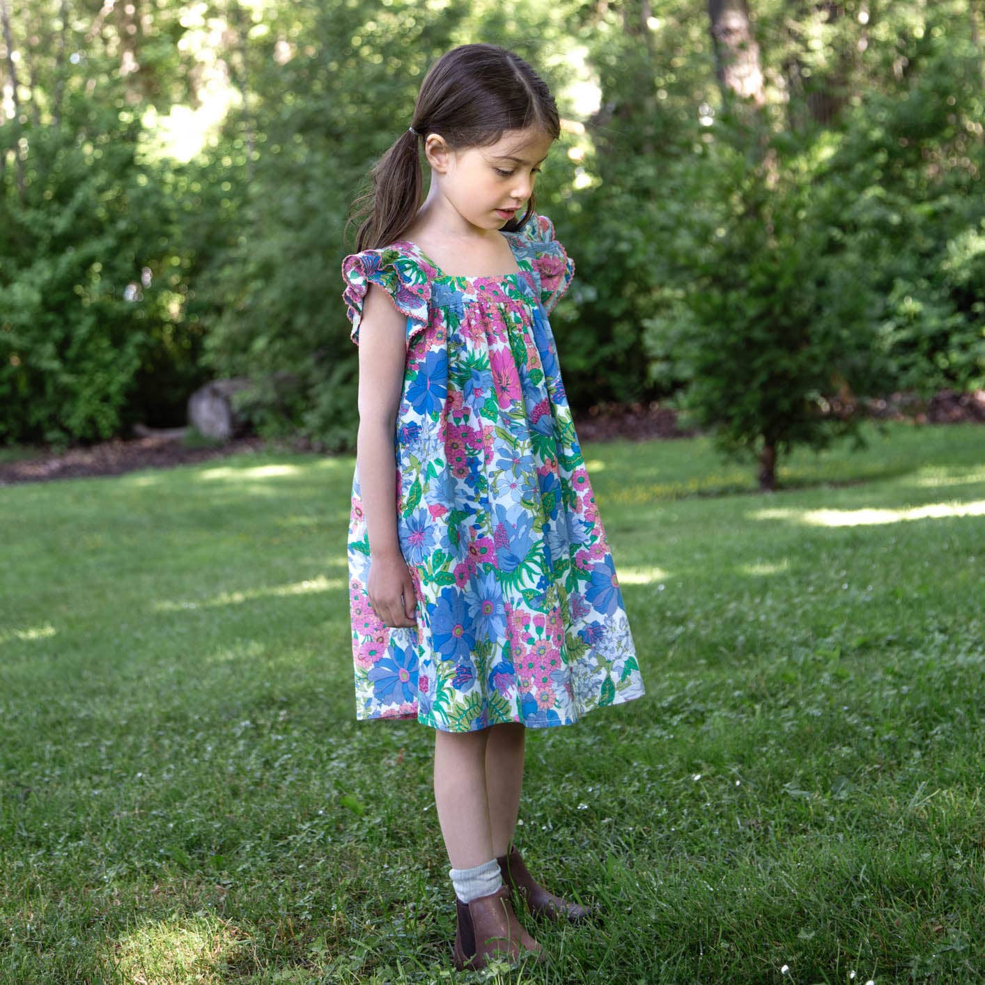 Girls' Square Neck Everly Dress | Spring Floral