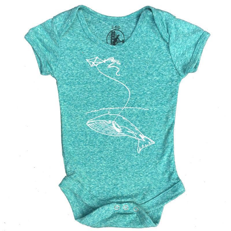 Whale With Kite Onesie | Heather Teal
