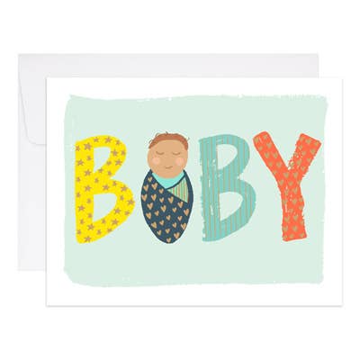 Handmade Baby Card | Swaddled Baby