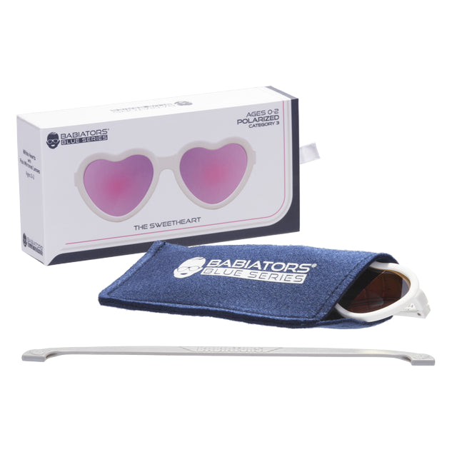 Sweetheart Polarized Children's Sunglasses | White Hearts with Mirrored Lens