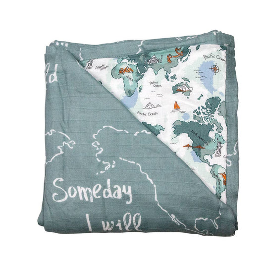 World Map + Someday Muslin Snuggle Blanket