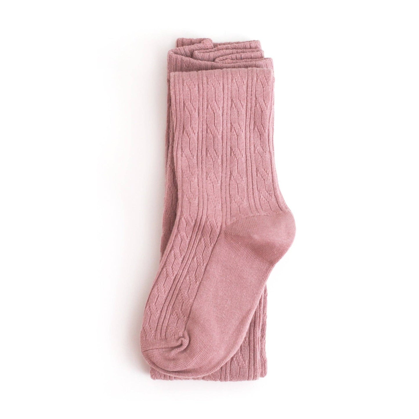 Dusty Rose Cable Knit Tights