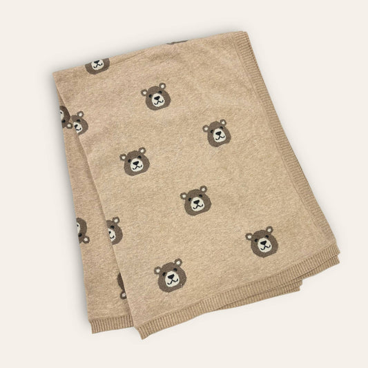 Bear - Organic Cotton Jacquard Knit Baby Blanket