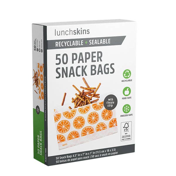 Recyclable Food Storage Snack Bags Orange, 50 CT