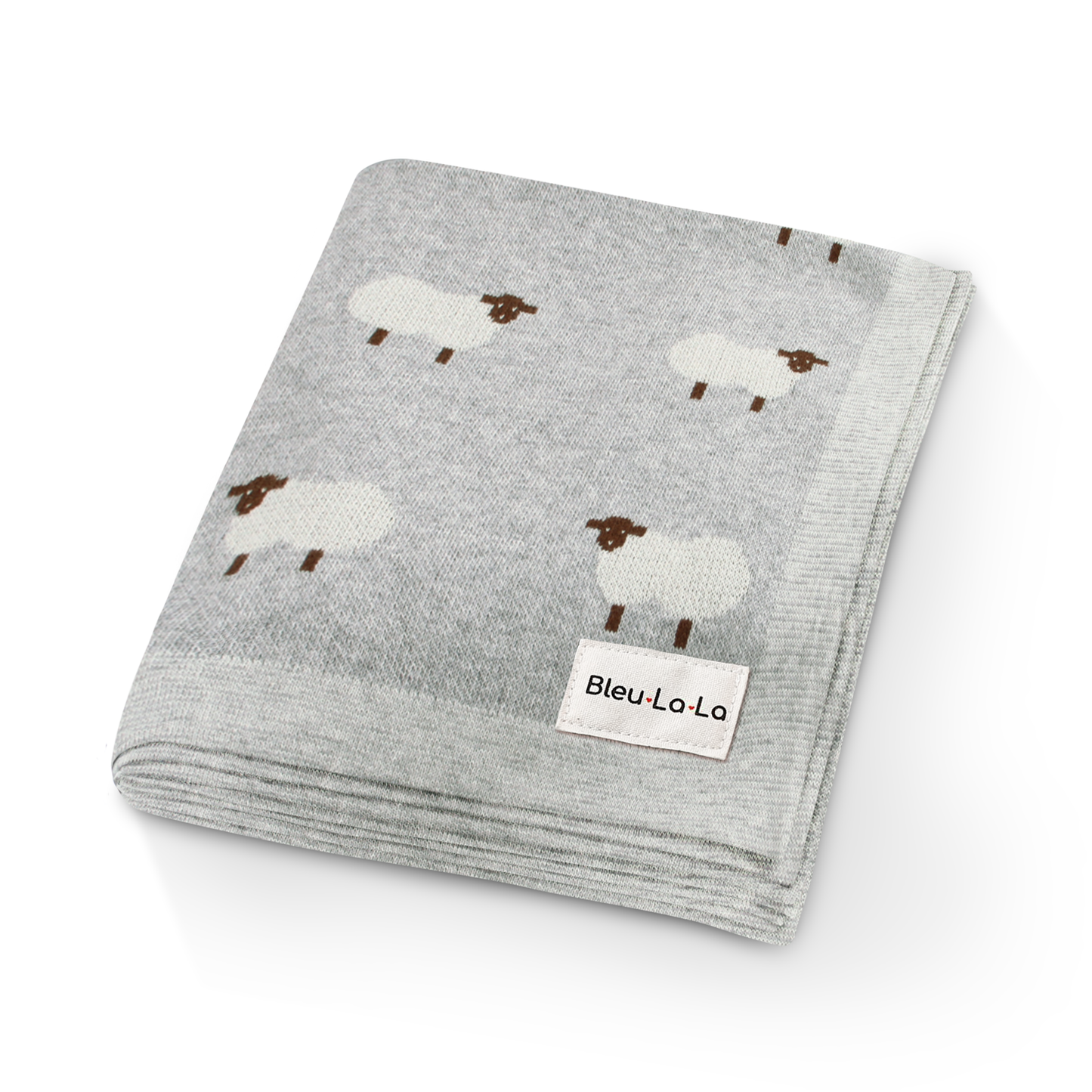 100% Luxury Cotton Swaddle Receiving Baby Blanket - Sheep (Grey)