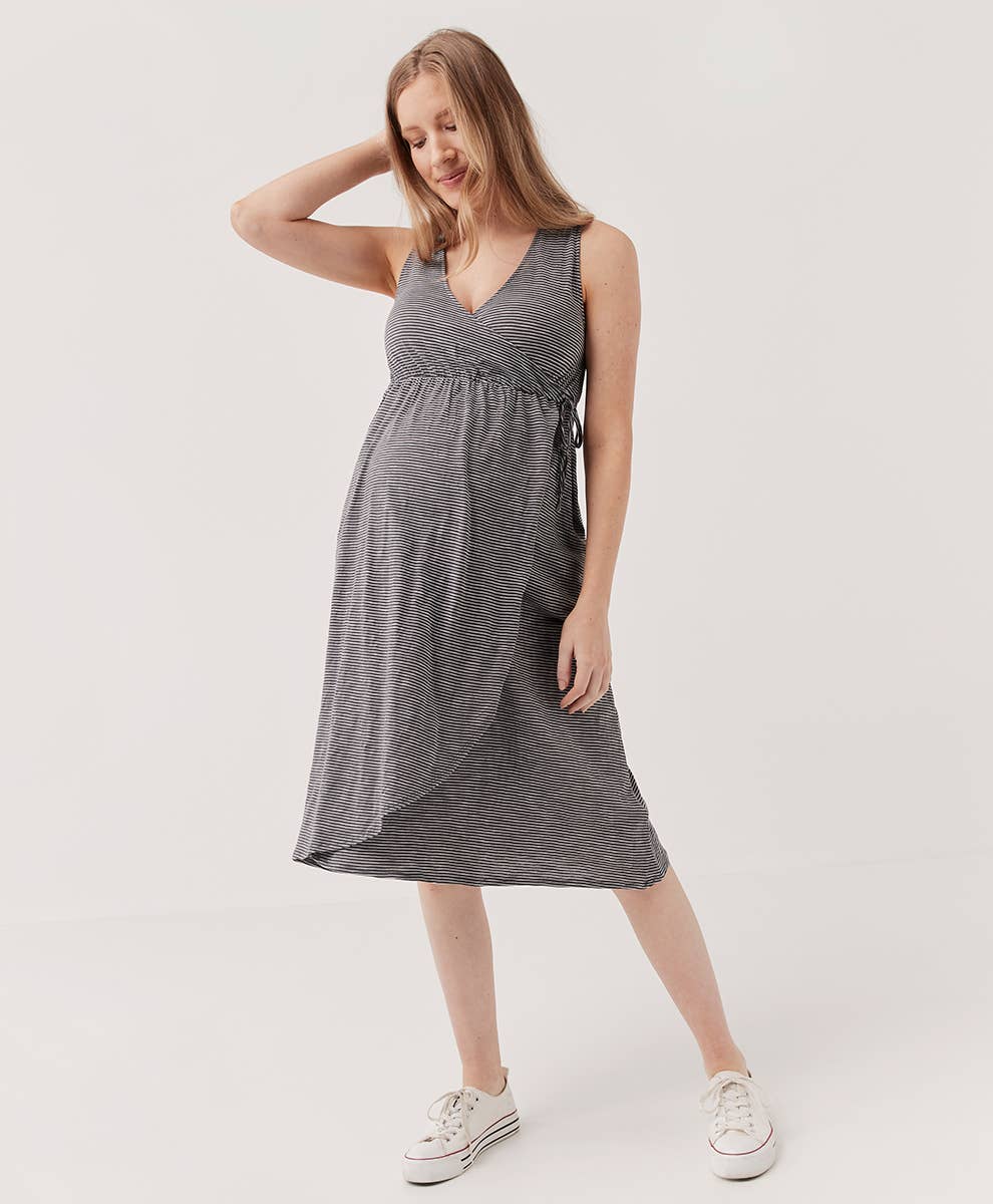 Maternity Cross Front Dress | Small Stripe