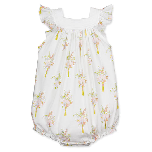 Square Neck Bubble Romper | Cassidy Floral on White