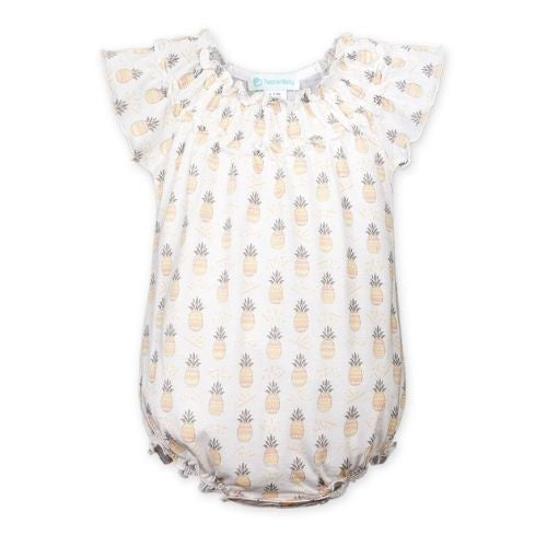 Ruched Bubble Romper | Pineapples on White