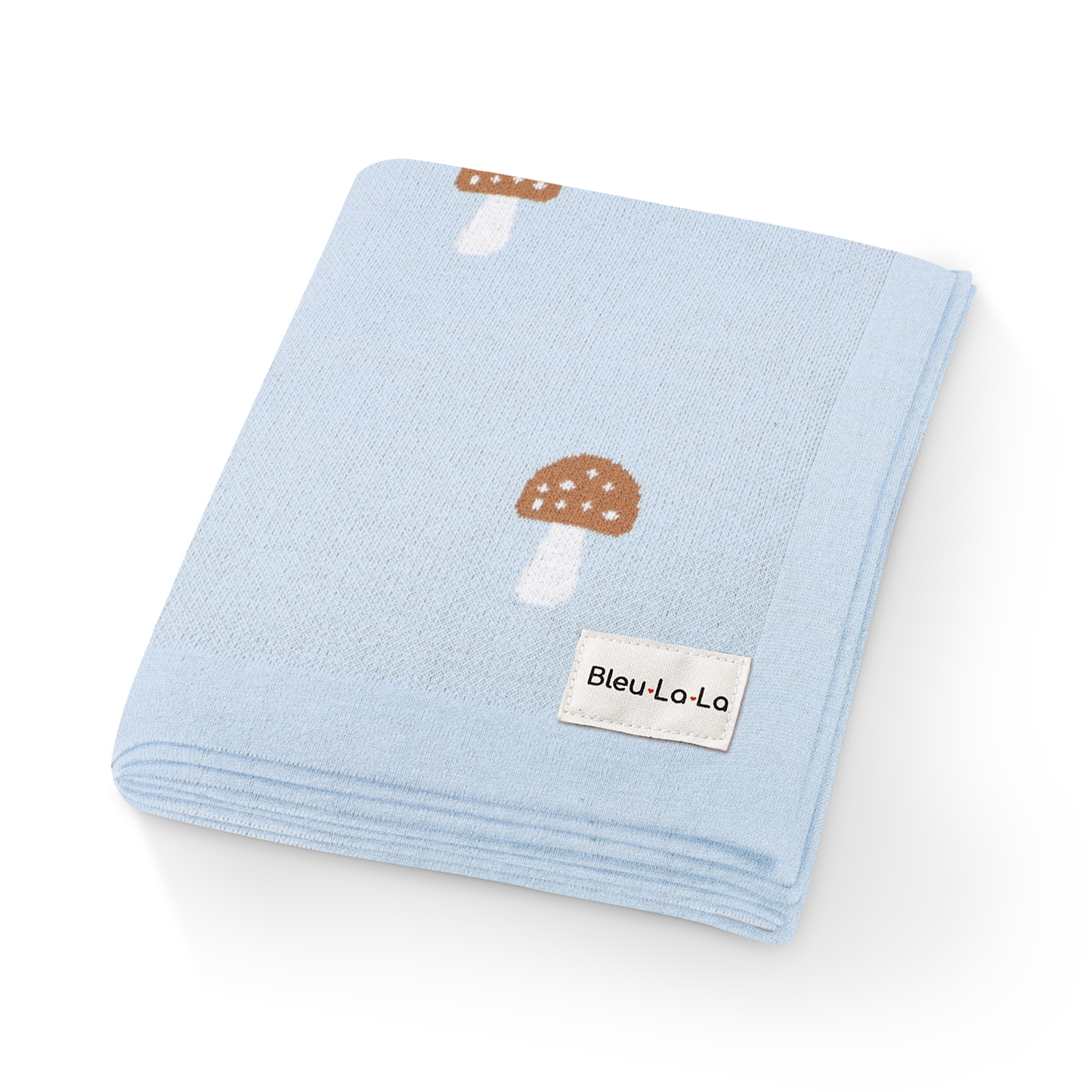 100% Luxury Cotton Swaddle Receiving Baby Blanket | Mushroom Blue