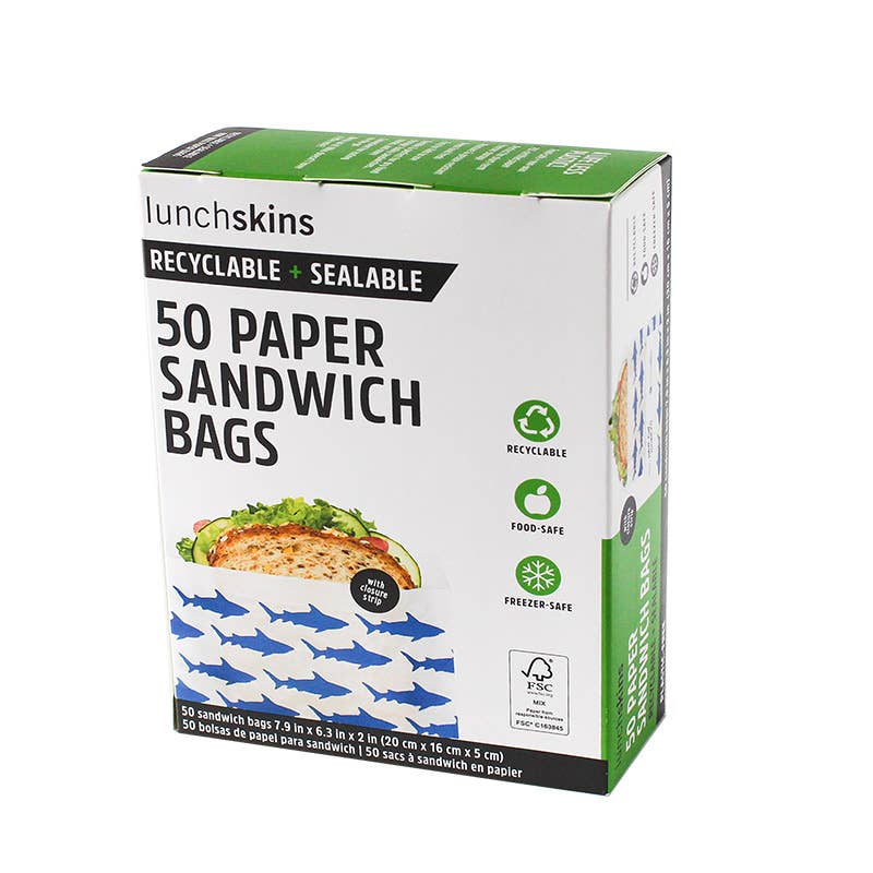 Recyclable Food Storage Sandwich Bags Shark, 50 CT