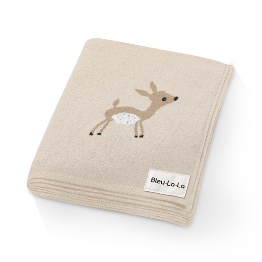 100% Luxury Cotton Swaddle Receiving Baby Blanket | Deer (Taupe)