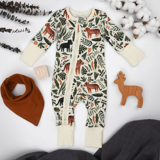 Organic Cotton Baby Pajamas 2-Way Zip Front Zipper Sleeper, Zephyr