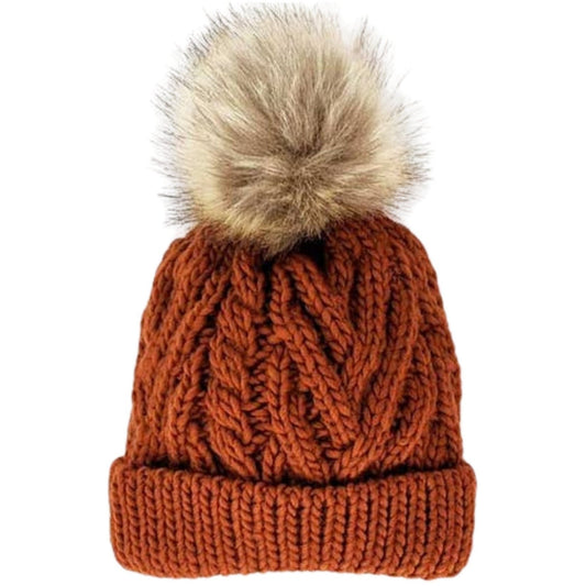 Cable Knit Baby and Toddler PomPom Beanie Hat | Chili Pop